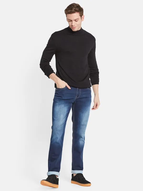 Men Blue Heavy Fade Stretchable Jeans