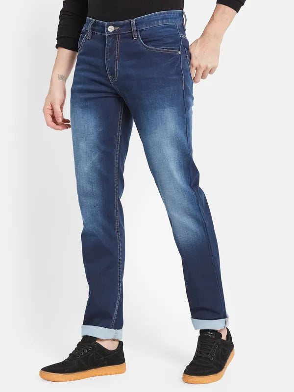 Men Blue Heavy Fade Stretchable Jeans