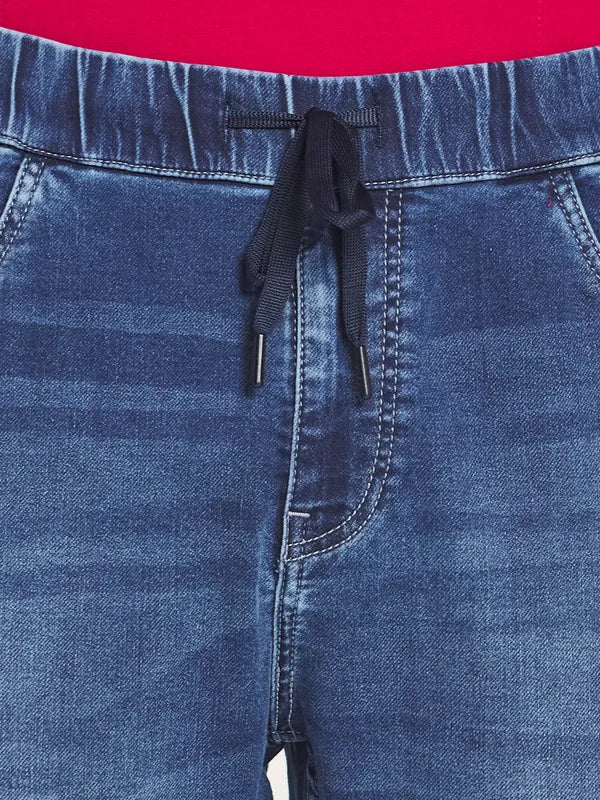 Octave Men Blue Straight Fit Heavy Fade Stretchable Jeans