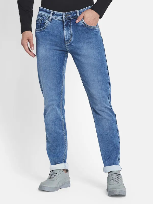 Men Blue Stretchable Mid-Rise Jeans