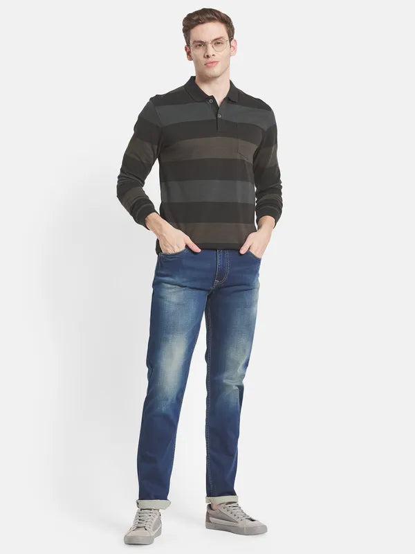 Men Blue Heavy Fade Stretchable Jeans