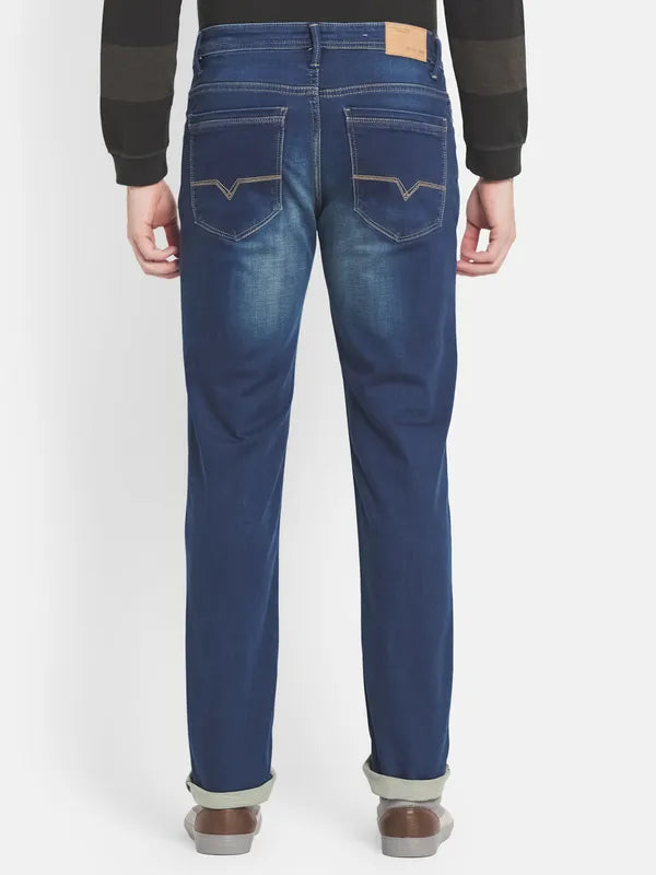 Men Blue Heavy Fade Stretchable Jeans