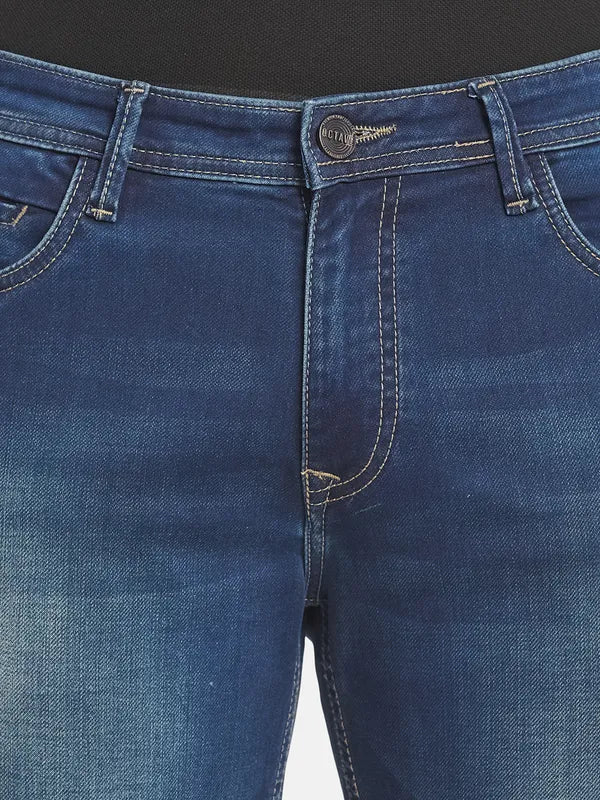 Men Blue Heavy Fade Stretchable Jeans