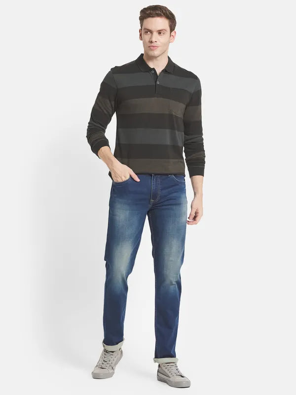 Men Blue Heavy Fade Stretchable Jeans