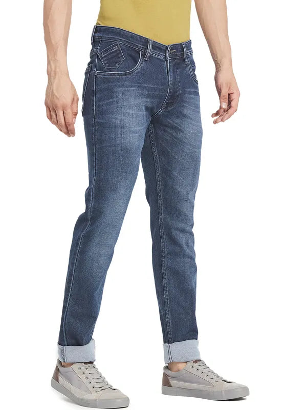 Octave Men Blue Slim Fit Light Fade Solid Jeans