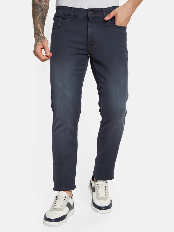 Octave Men Mid-Rise Clean Look Light Fade Stretchable Jeans