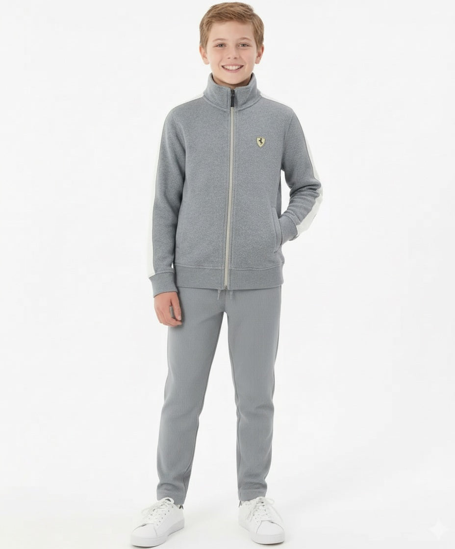 Boy Solid Mandarin Neck TrackSuits