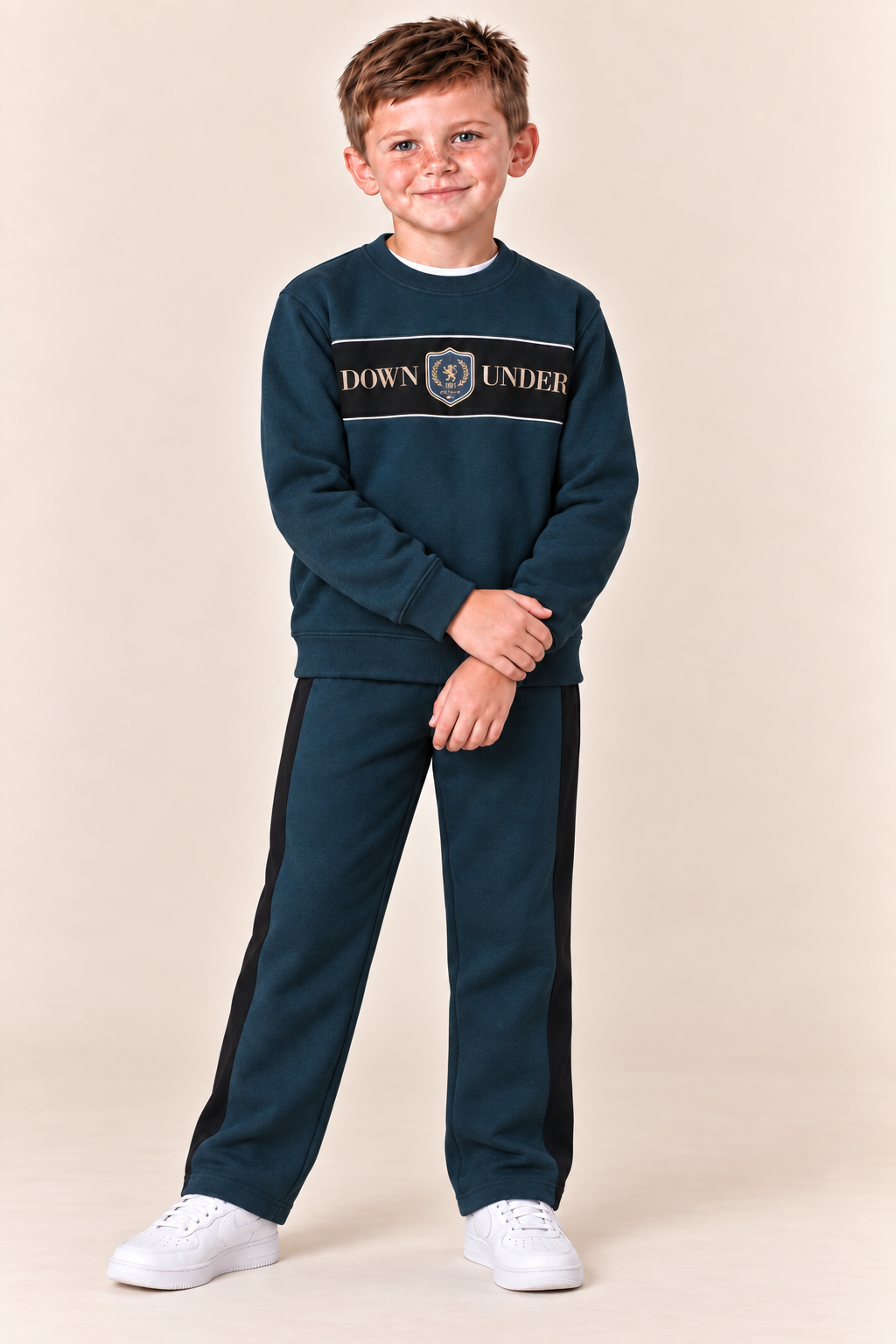 Junior Boys Pacific Cotton Brushed Fleece Tracksuit – Regular Fit Sweatshirt & Joggers Set