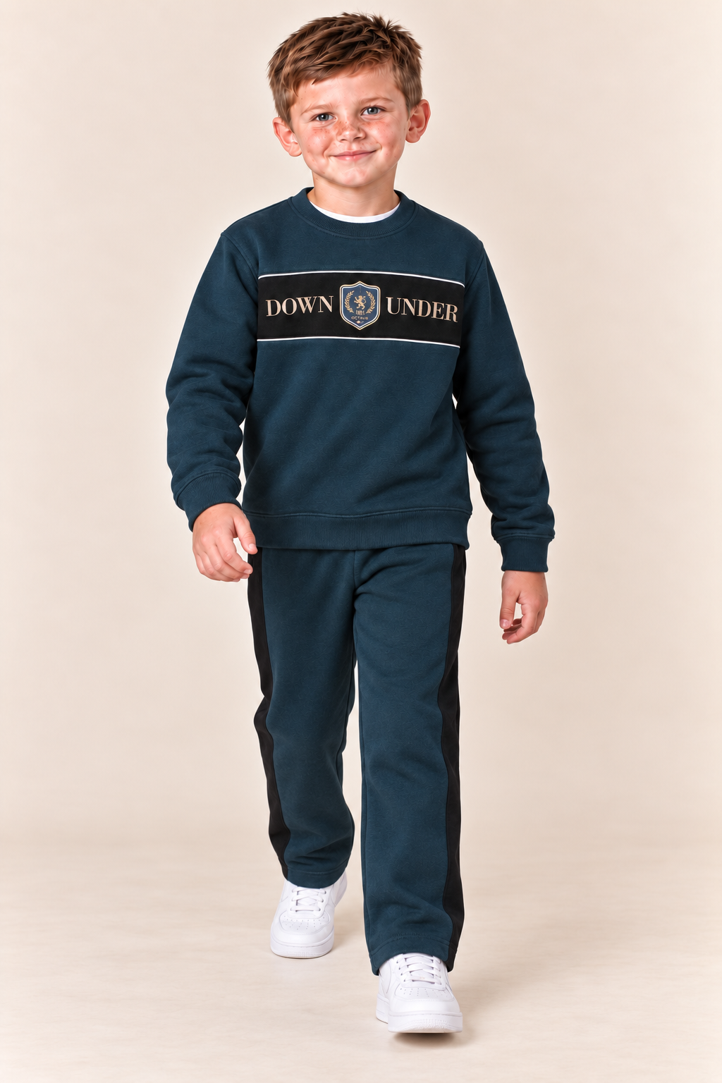 Junior Boys Pacific Cotton Brushed Fleece Tracksuit – Regular Fit Sweatshirt & Joggers Set