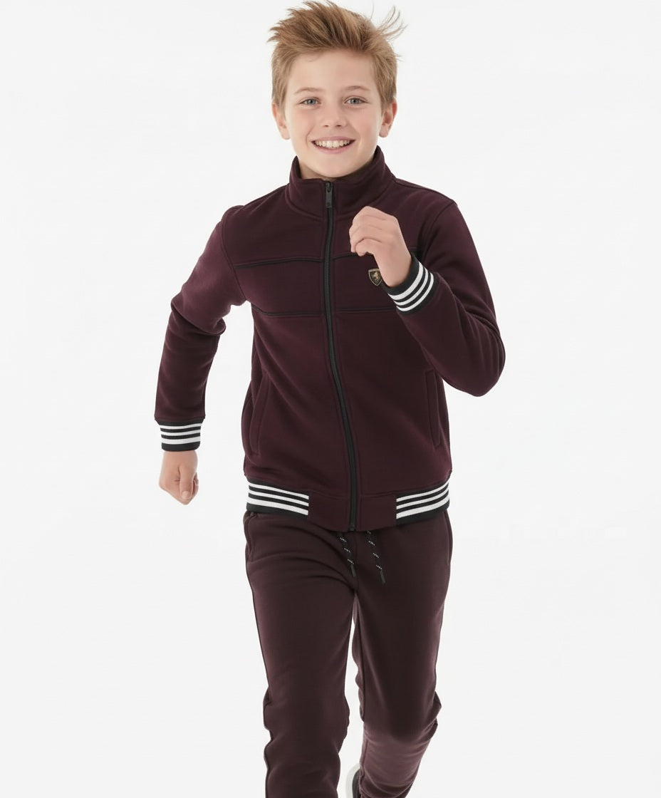 Boy Solid Mandarin Neck TrackSuits