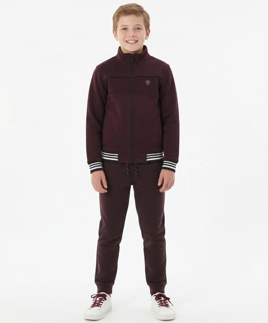 Boy Solid Mandarin Neck TrackSuits