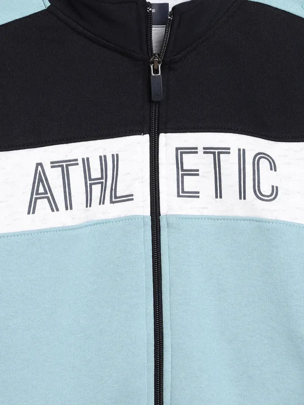Octave Boys Blue Black Colourblocked Cotton Tracksuits