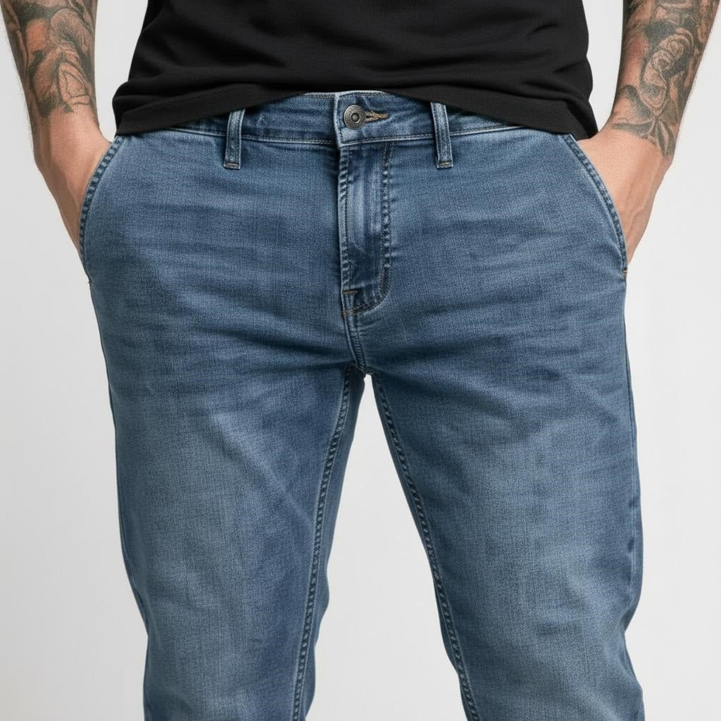 Men Regular Fit Mid-Rise Light Fade Stretchable Jeans
