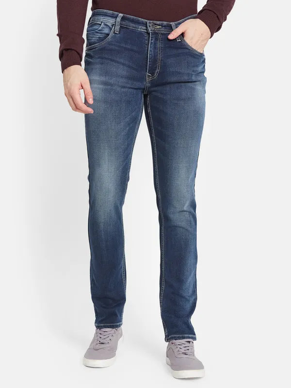 Men Blue Light Fade Stretchable Jeans