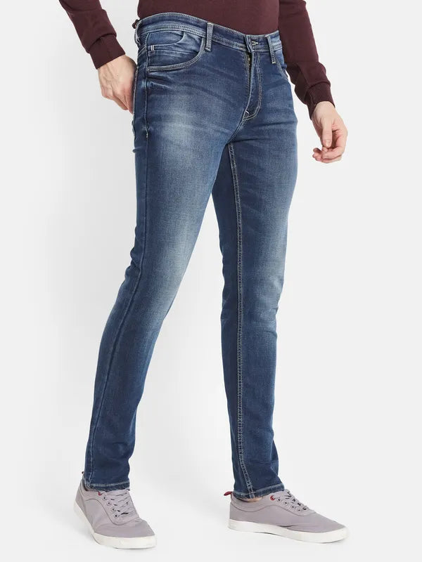 Men Blue Light Fade Stretchable Jeans