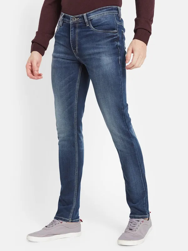Men Blue Light Fade Stretchable Jeans