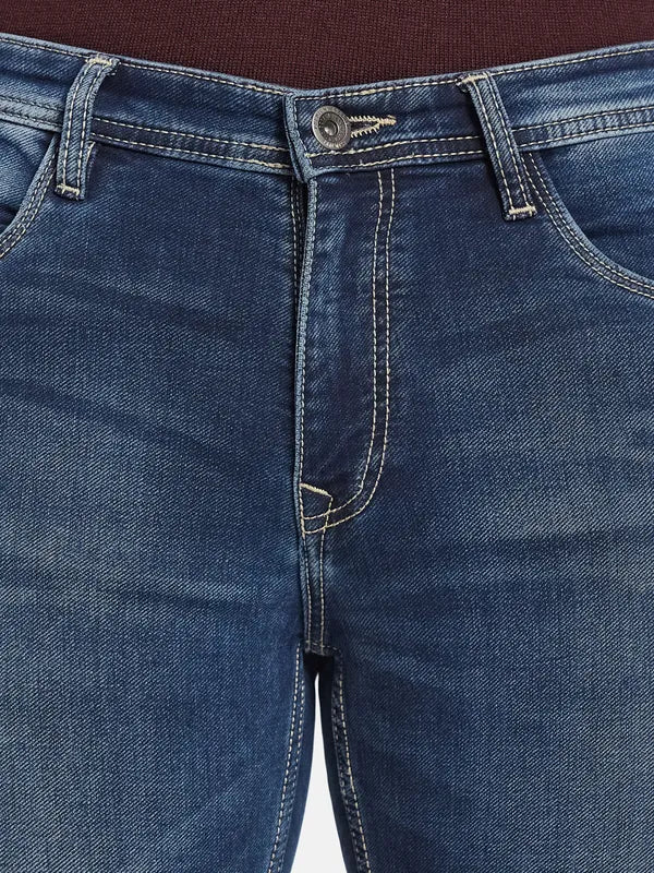 Men Blue Light Fade Stretchable Jeans