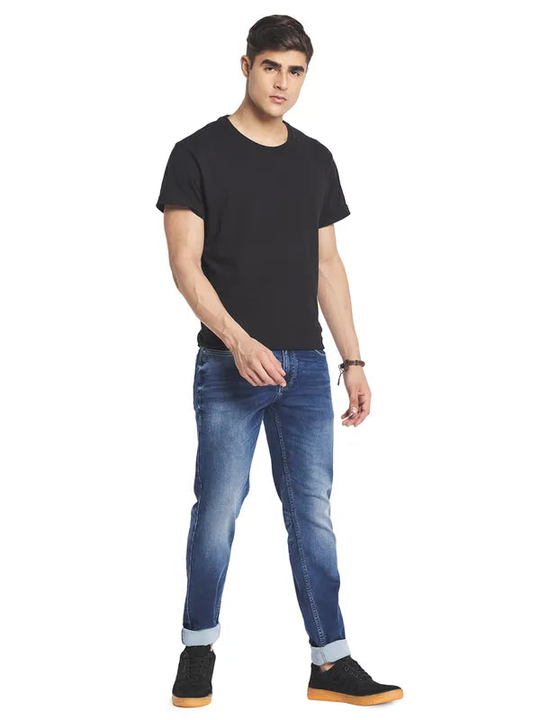 Octave Men Blue Heavy Fade Mid-Rise Regular Fit Jeans