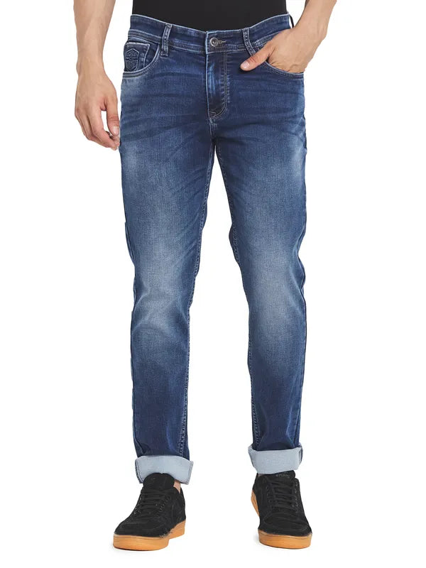 Octave Men Blue Heavy Fade Mid-Rise Regular Fit Jeans