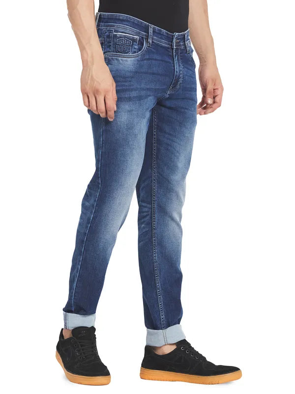 Octave Men Blue Heavy Fade Mid-Rise Regular Fit Jeans