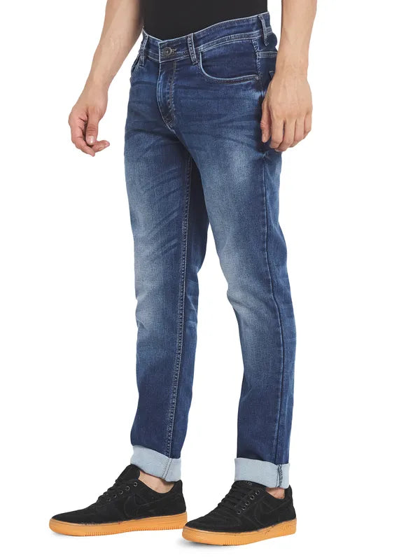 Octave Men Blue Heavy Fade Mid-Rise Regular Fit Jeans