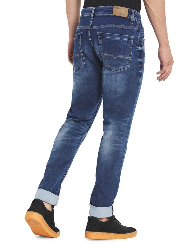 Octave Men Blue Heavy Fade Mid-Rise Regular Fit Jeans
