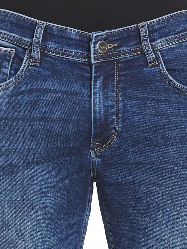 Octave Men Blue Heavy Fade Mid-Rise Regular Fit Jeans