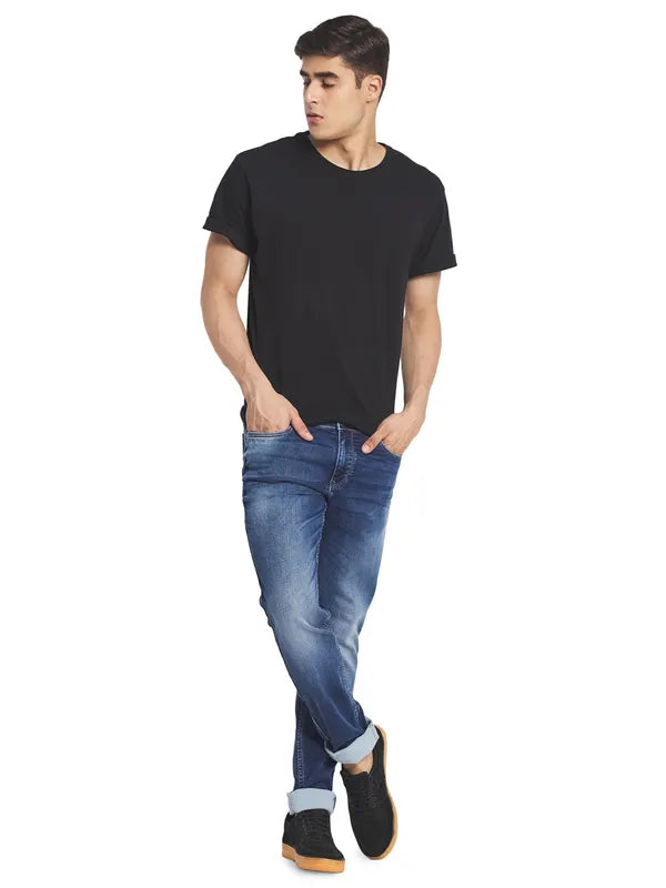 Octave Men Blue Heavy Fade Mid-Rise Regular Fit Jeans