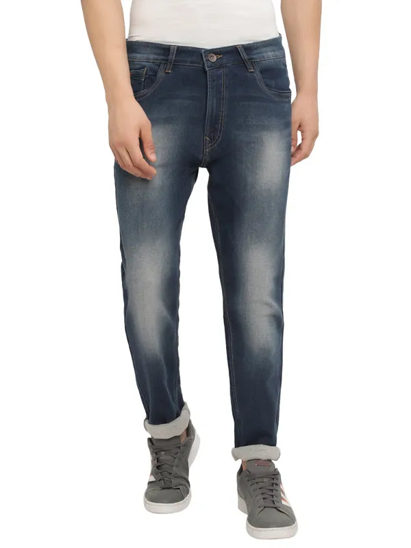 Octave Men Navy Blue Heavy Fade Stretchable Jeans