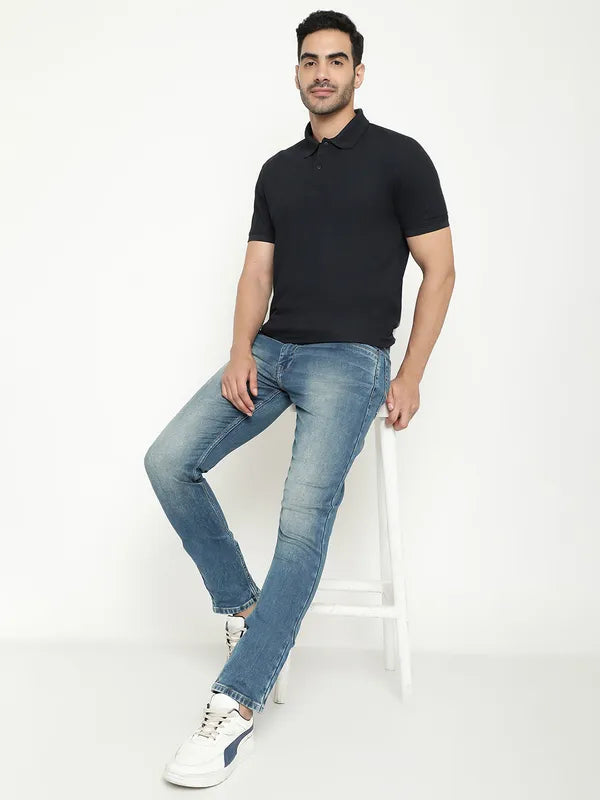 Octave Men Regular Fit Heavy Fade Stretchable Cotton Jeans