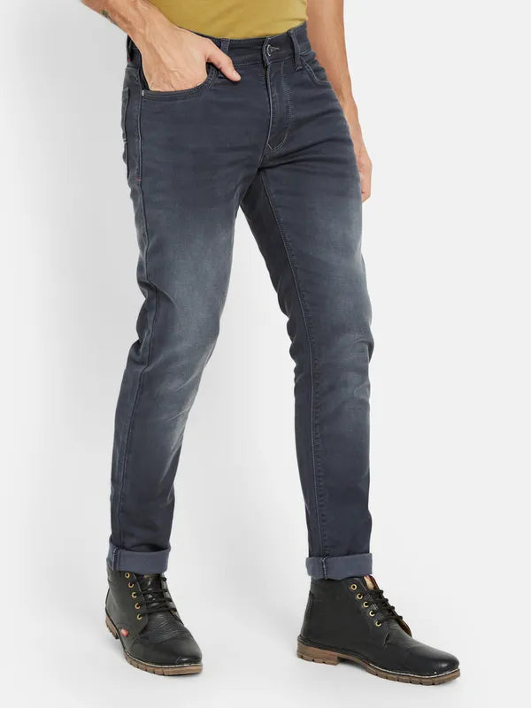 Octave Men Regular Fit Mid-Rise Light Fade Cotton Stretchable Jeans