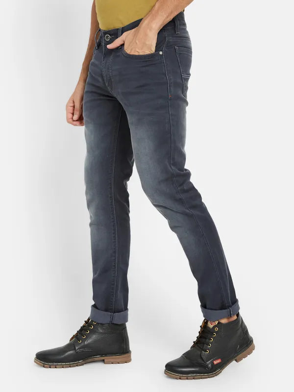 Octave Men Regular Fit Mid-Rise Light Fade Cotton Stretchable Jeans