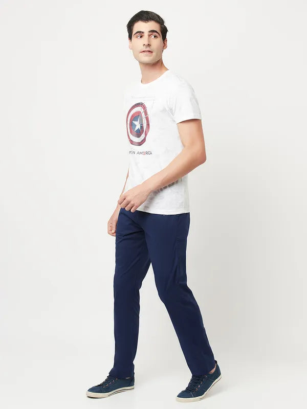 Octave Men Blue Solid Cotton Track Pants