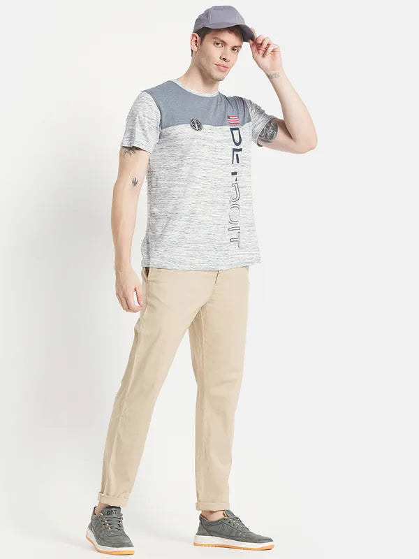 Men Cream-Colored Solid Cotton Track Pants