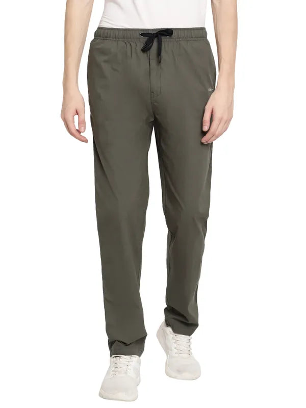 Octave Men Olive-Colored Cotton Track Pants
