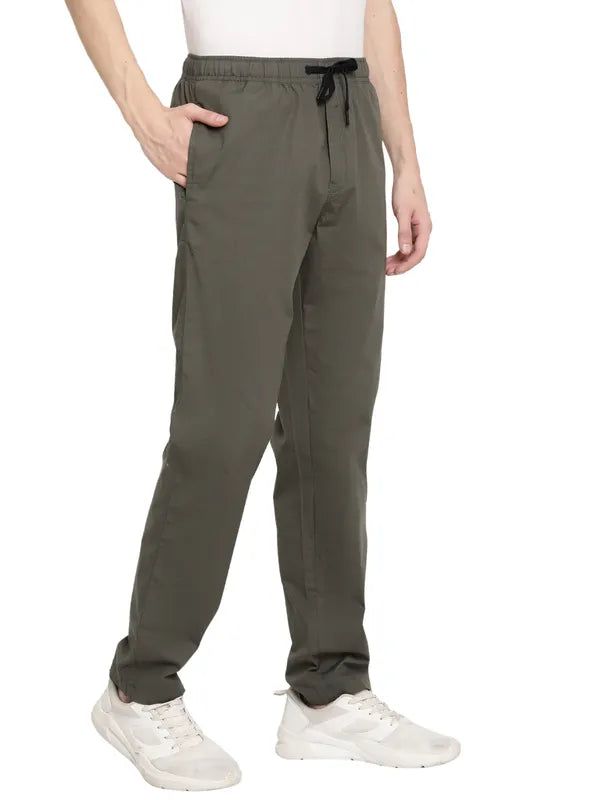 Octave Men Olive-Colored Cotton Track Pants