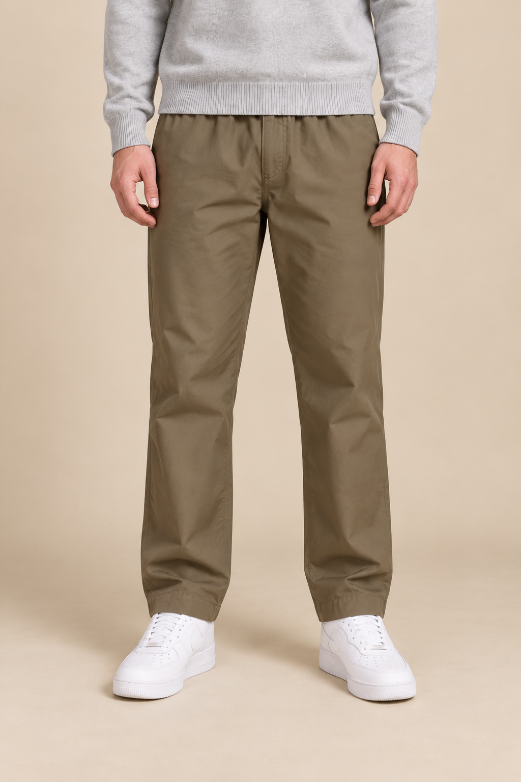 Men’s Poplin Lycra Lower in Duck Colour – Regular Fit Woven Casual Pants