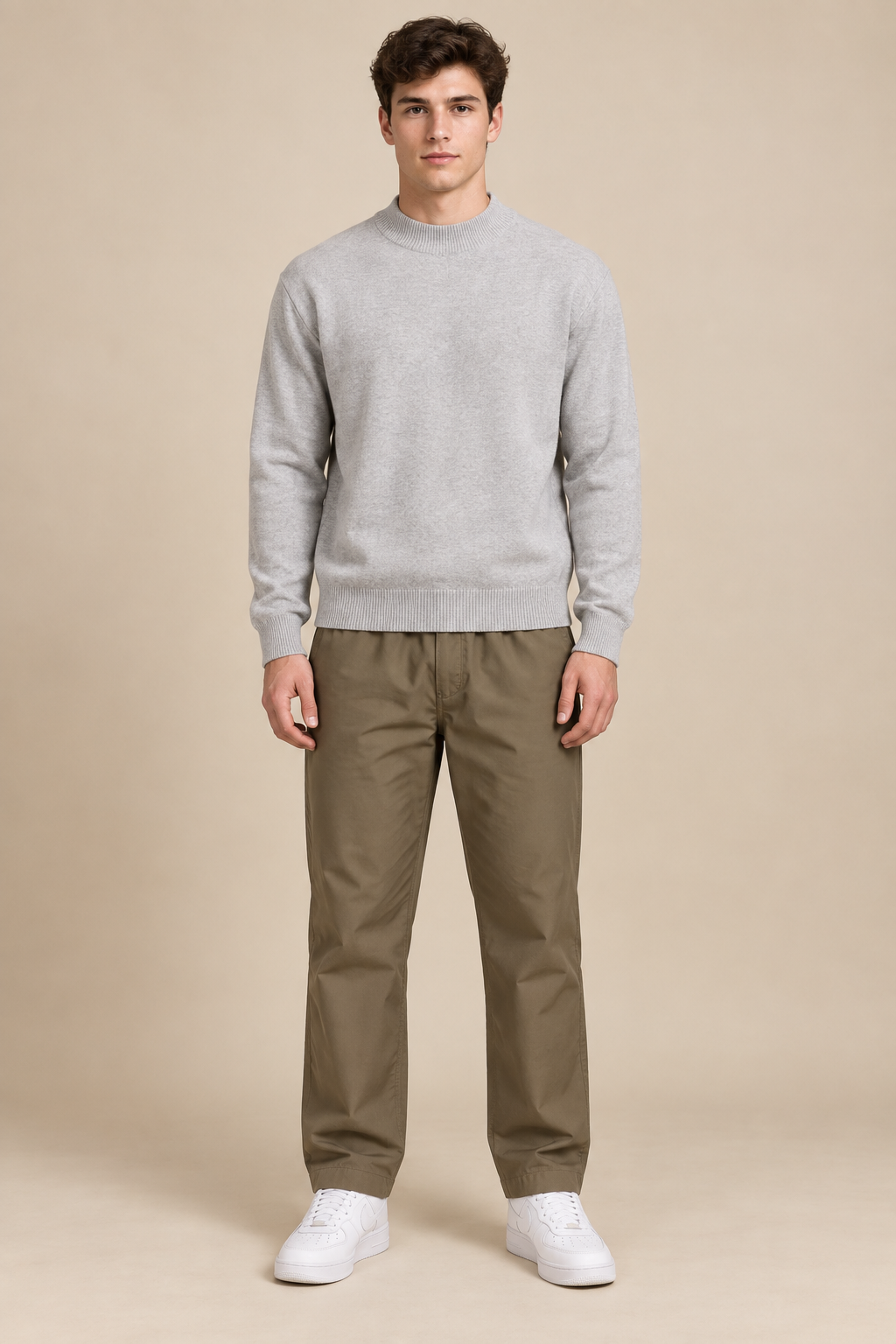 Men’s Poplin Lycra Lower in Duck Colour – Regular Fit Woven Casual Pants