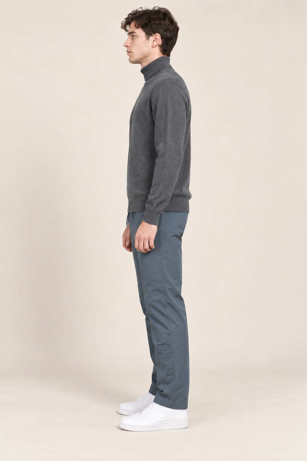 Men’s Poplin Lycra Lower in Gun Metal Colour – Regular Fit Woven Casual Pants