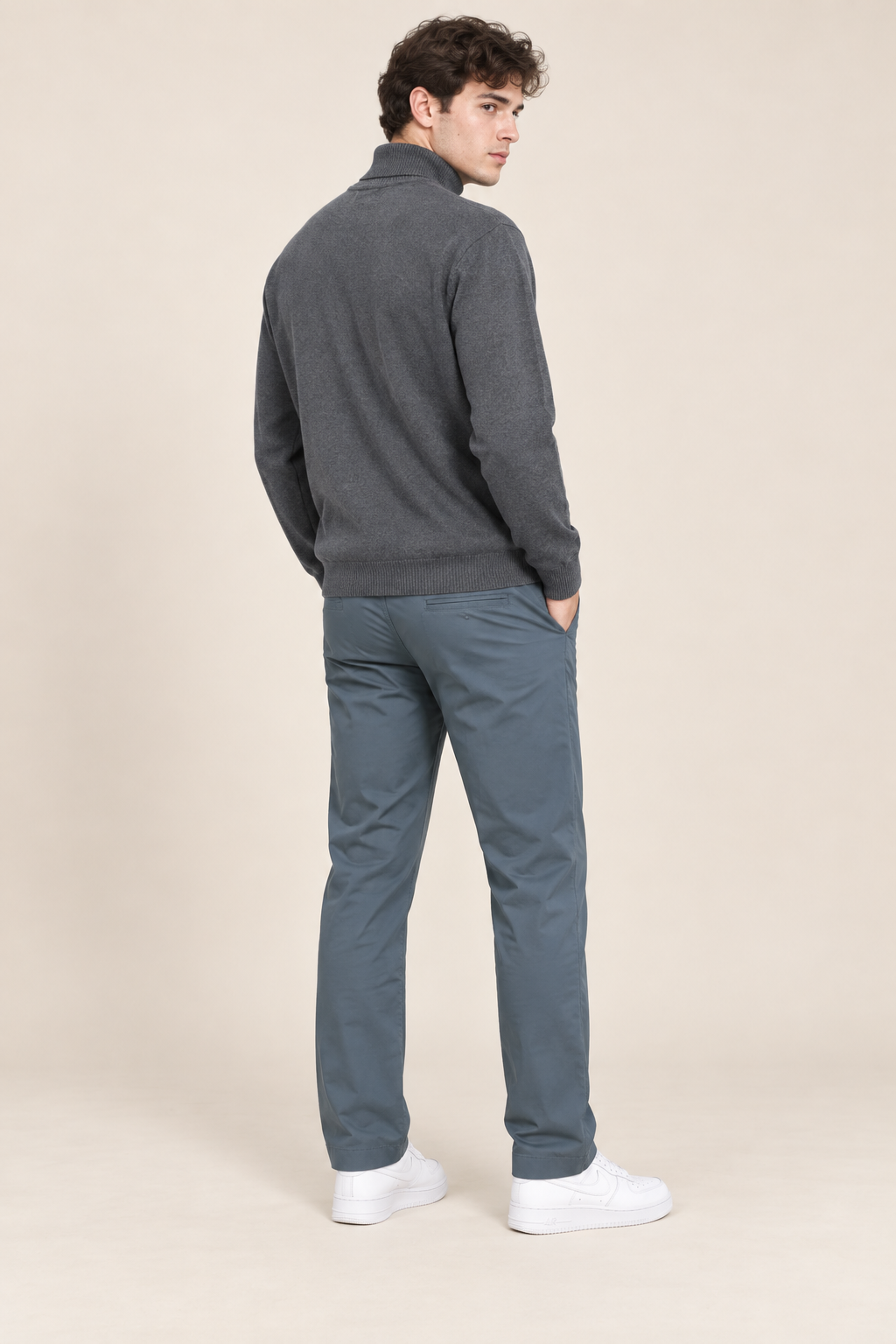 Men’s Poplin Lycra Lower in Gun Metal Colour – Regular Fit Woven Casual Pants