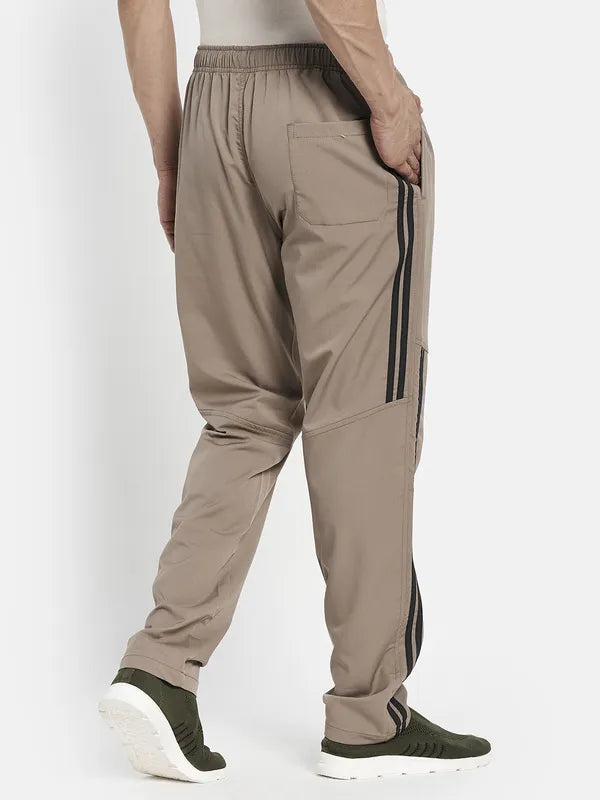 Men Khaki-Coloured Solid Cotton Track Pants