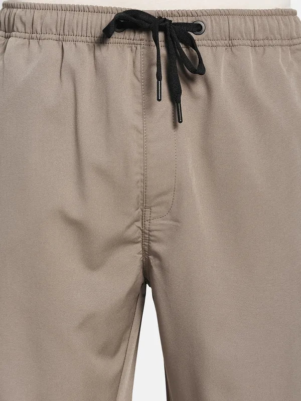 Men Khaki-Coloured Solid Cotton Track Pants