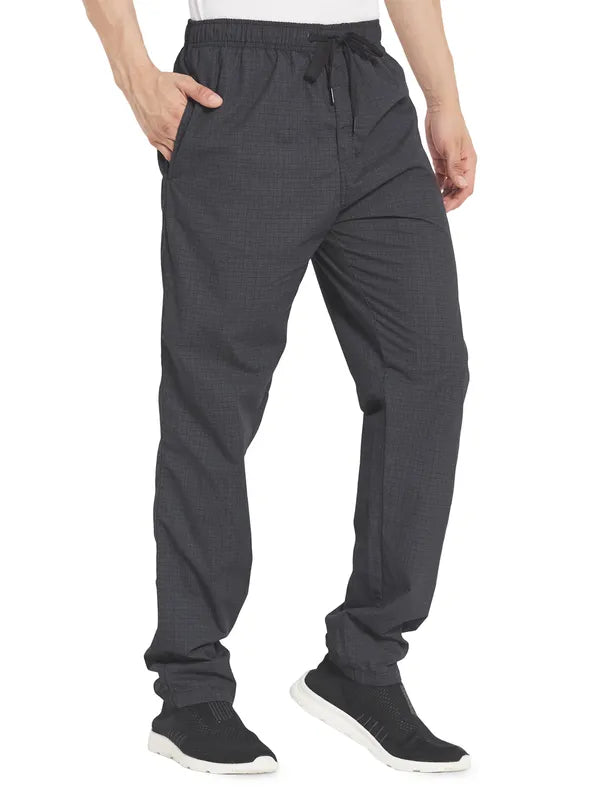 Octave Men Plus Size Black Checked Cotton Track Pants