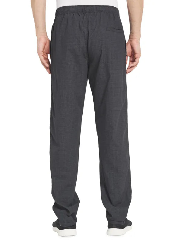 Octave Men Plus Size Black Checked Cotton Track Pants