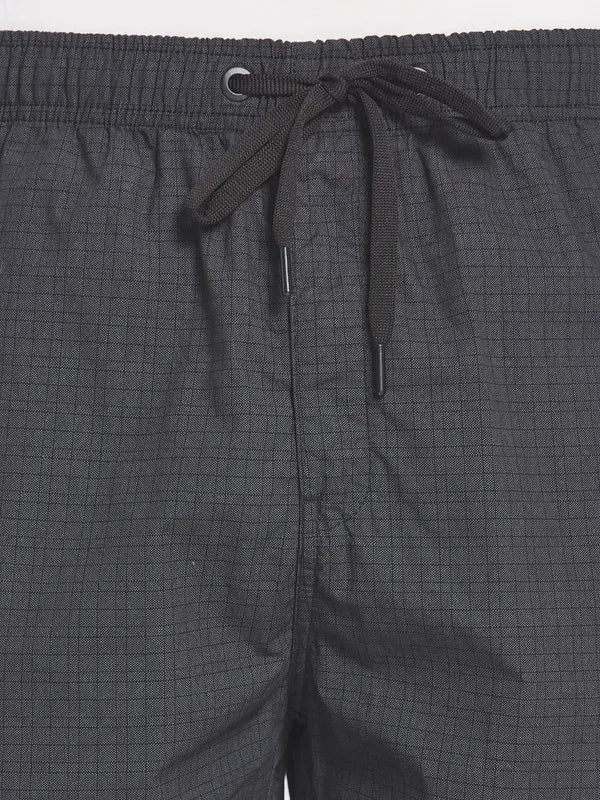 Octave Men Plus Size Black Checked Cotton Track Pants