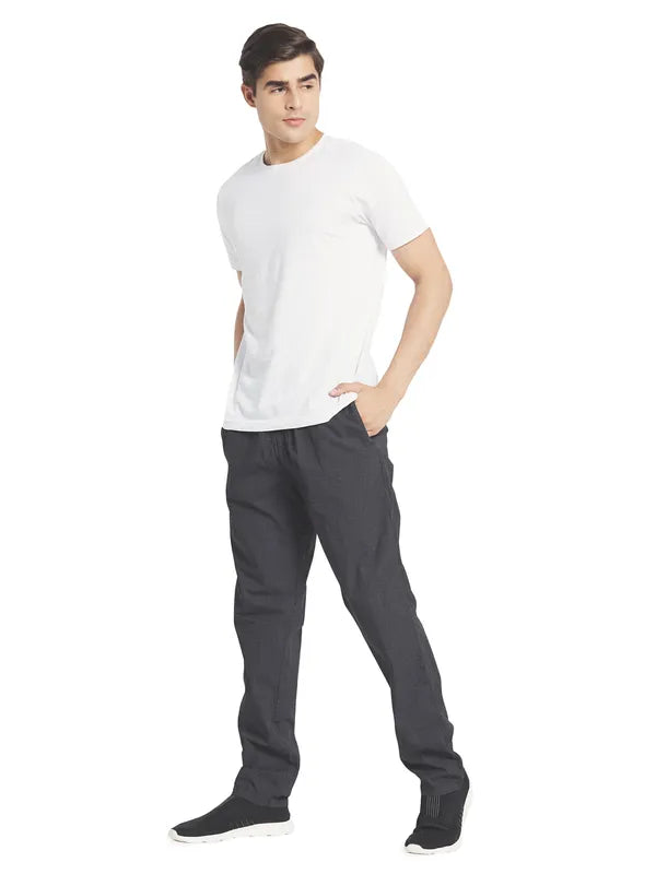 Octave Men Plus Size Black Checked Cotton Track Pants