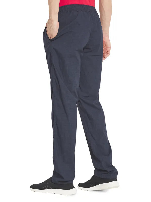 Octave Men Navy Blue Woven Textured Cotton Track Pants