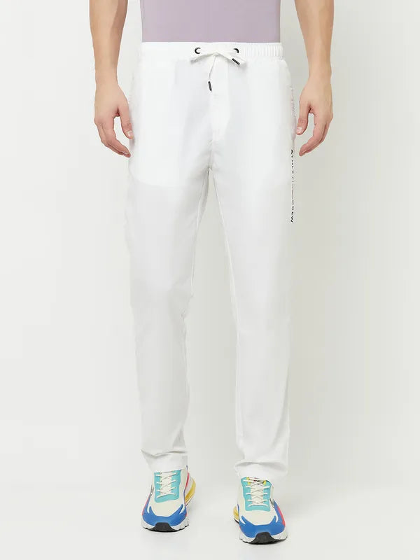 Octave Men White Solid Track Pants