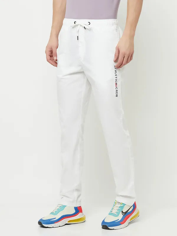 Octave Men White Solid Track Pants