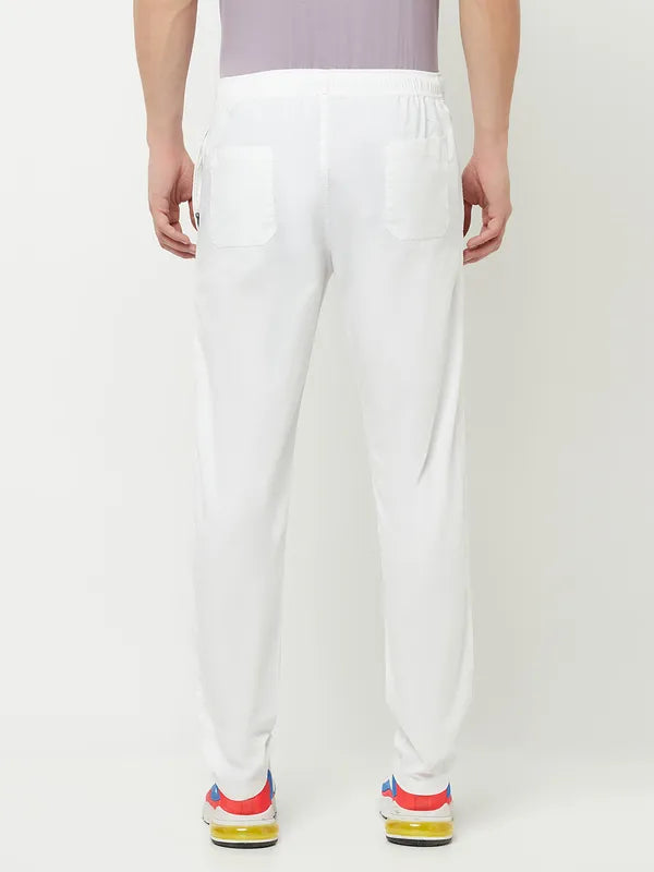 Octave Men White Solid Track Pants